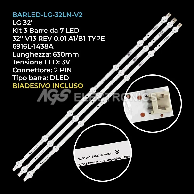 kit 3 barre LED retroilluminazione per LG 32 pollici pannello LC320DUESFU1