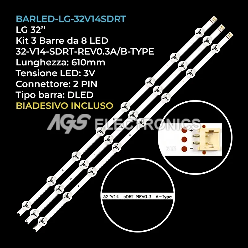 kit 3 barre LED retroilluminazione per Panasonic 32 pollici modello TX32ES600E
