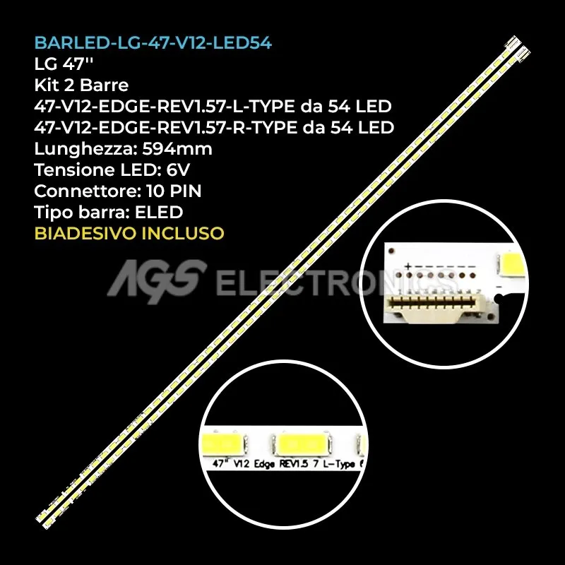 kit 2 barre LED retroilluminazione per Panasonic 47 pollici modello TCL47ET5