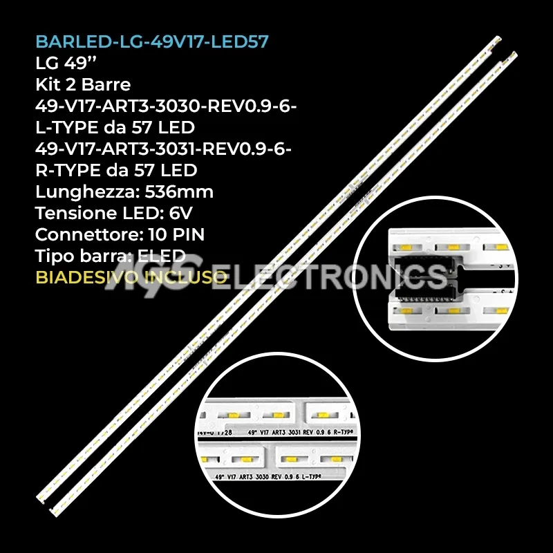 kit 2 barre LED retroilluminazione per LG 49 pollici modello 49SJ8000SA