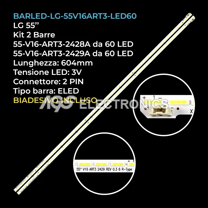 kit 2 barre LED retroilluminazione per LG 55 pollici modello 55LH630V