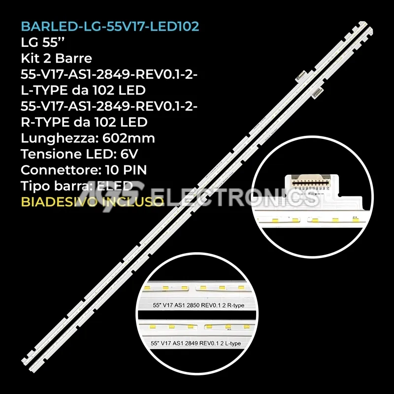 kit 2 barre LED retroilluminazione per LG 55 pollici pannello LC550EQHDKM1