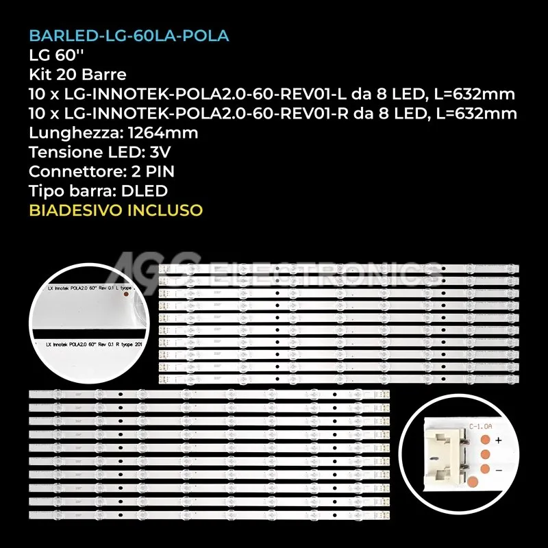 kit 20 barre LED retroilluminazione per LG 60 pollici modello 60LN5778ZK