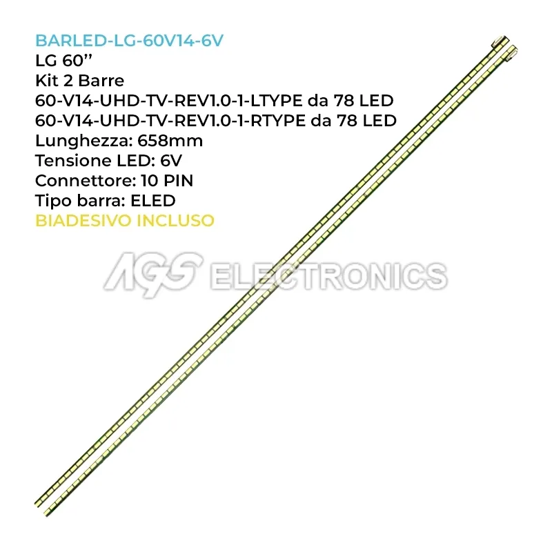 kit 2 barre LED retroilluminazione per LG 60 pollici modello 60UB5200