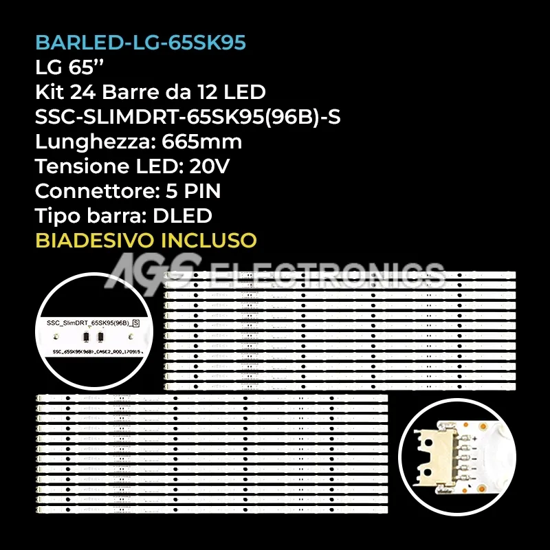 kit 24 barre LED retroilluminazione per LG 65 pollici modello 65SK9500PUA