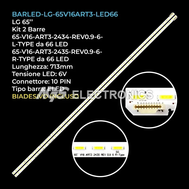 kit 2 barre LED retroilluminazione per LG 65 pollici pannello LC650EGEFJM2