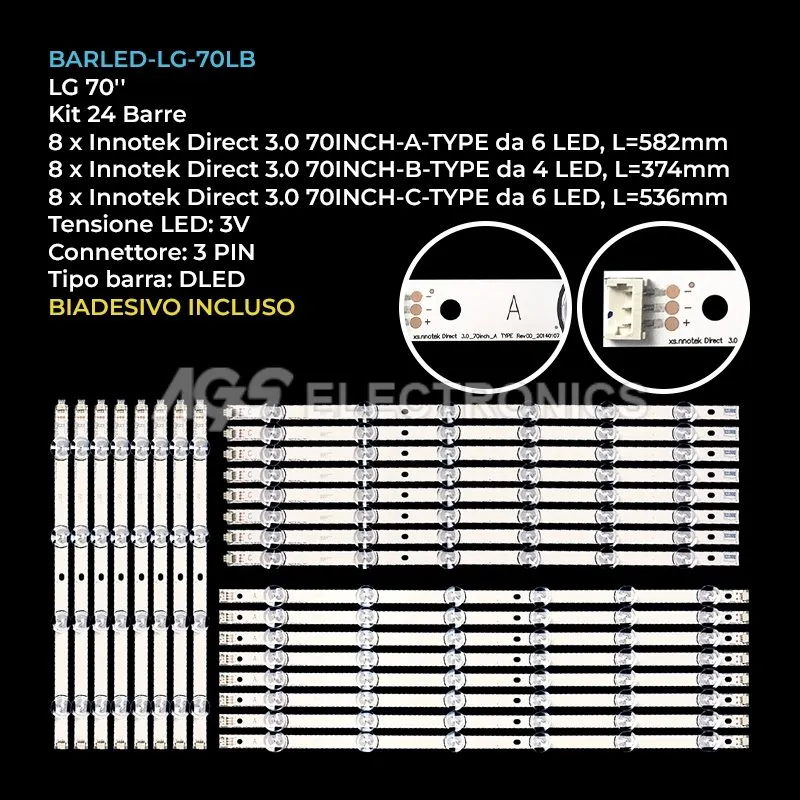 kit 24 barre LED retroilluminazione per LG 70 pollici modello 70LB570U