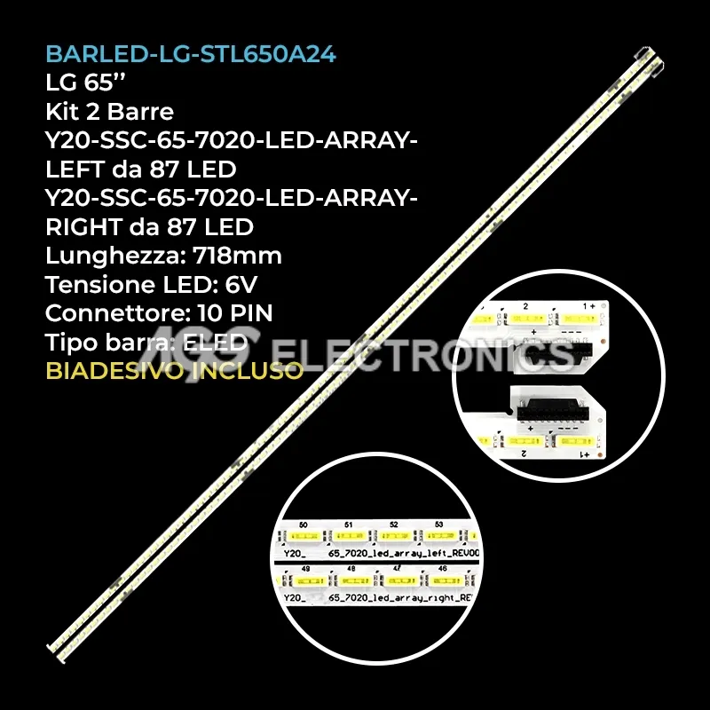 kit 2 barre LED retroilluminazione per LG 65 pollici modello 65UH5FB