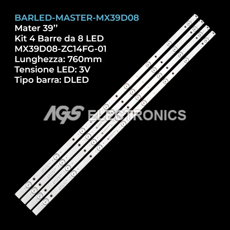 kit 4 barre LED retroilluminazione per Master 39 pollici modello TL404