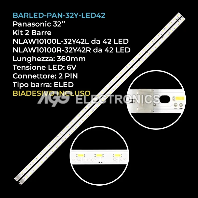 kit 2 barre LED retroilluminazione per Panasonic 32 pollici modello TXL32E3E