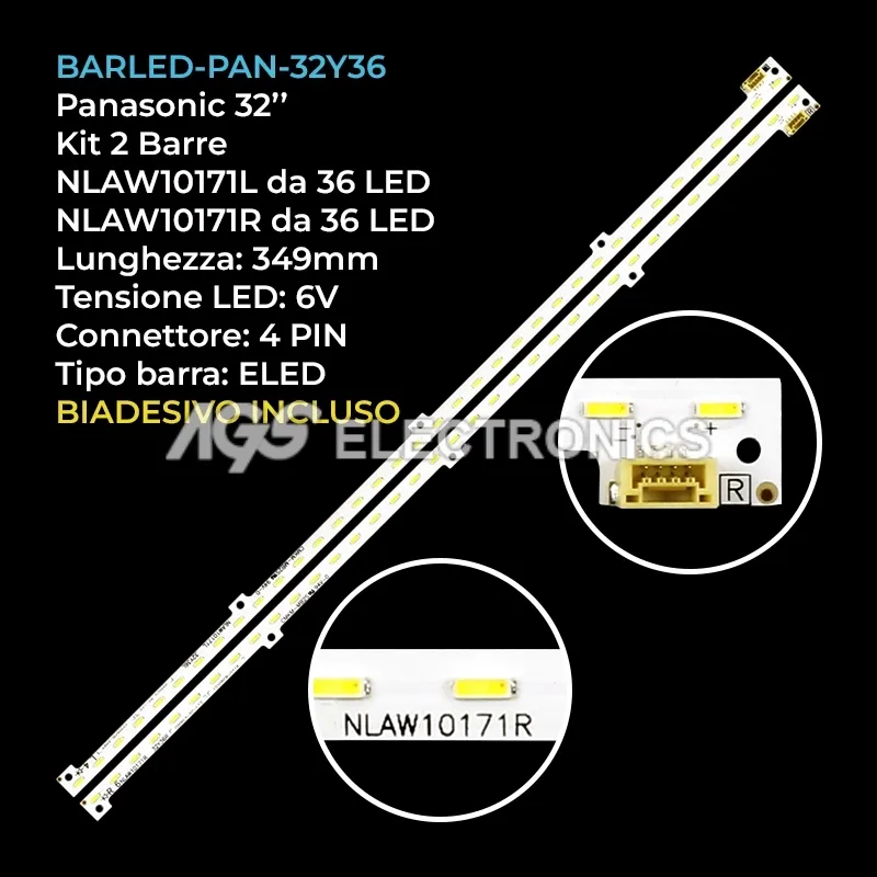 kit 2 barre LED retroilluminazione per Panasonic 32 pollici modello TXL32X5E