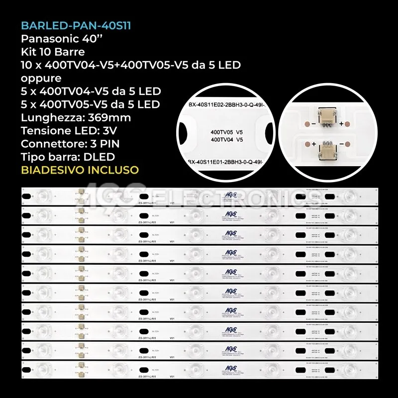 kit 10 barre LED retroilluminazione per Panasonic 40 pollici modello TX40AXW634