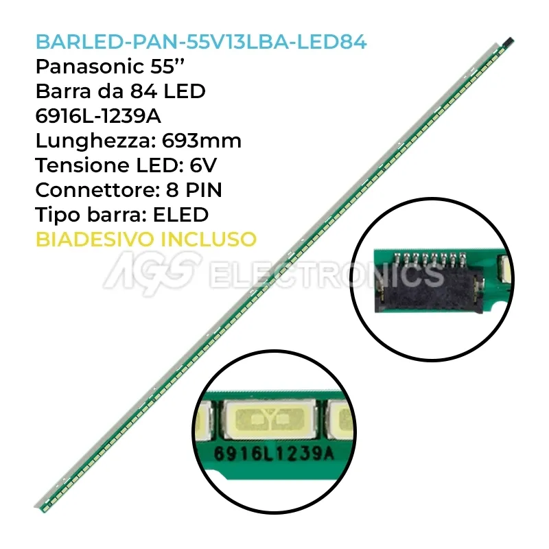 kit 1 barre LED retroilluminazione per Panasonic 55 pollici modello TXL55FT60E