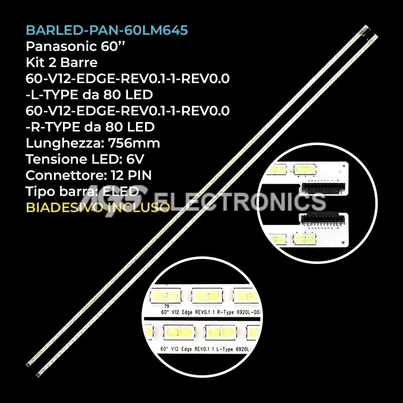 kit 2 barre LED retroilluminazione per LG 60 pollici modello 60LM6450