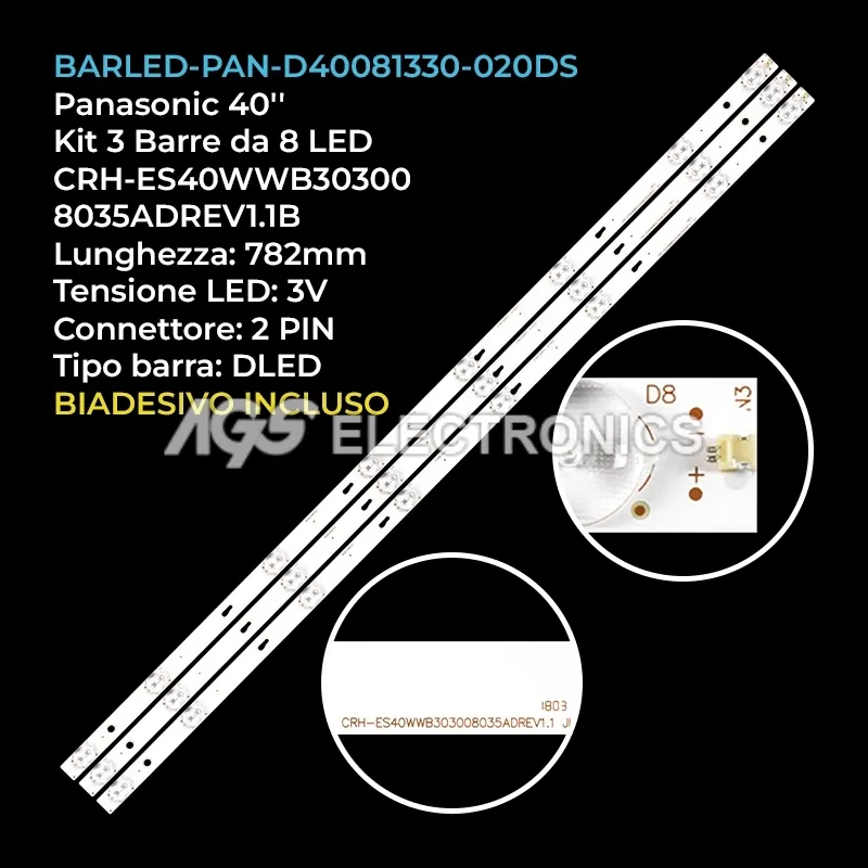 kit 3 barre LED retroilluminazione per Thomson 40 pollici modello 40FB3105W