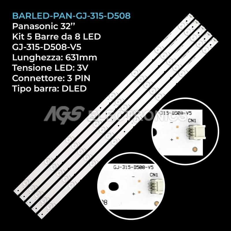 kit 5 barre LED retroilluminazione per Panasonic 32 pollici modello TC32AS600B