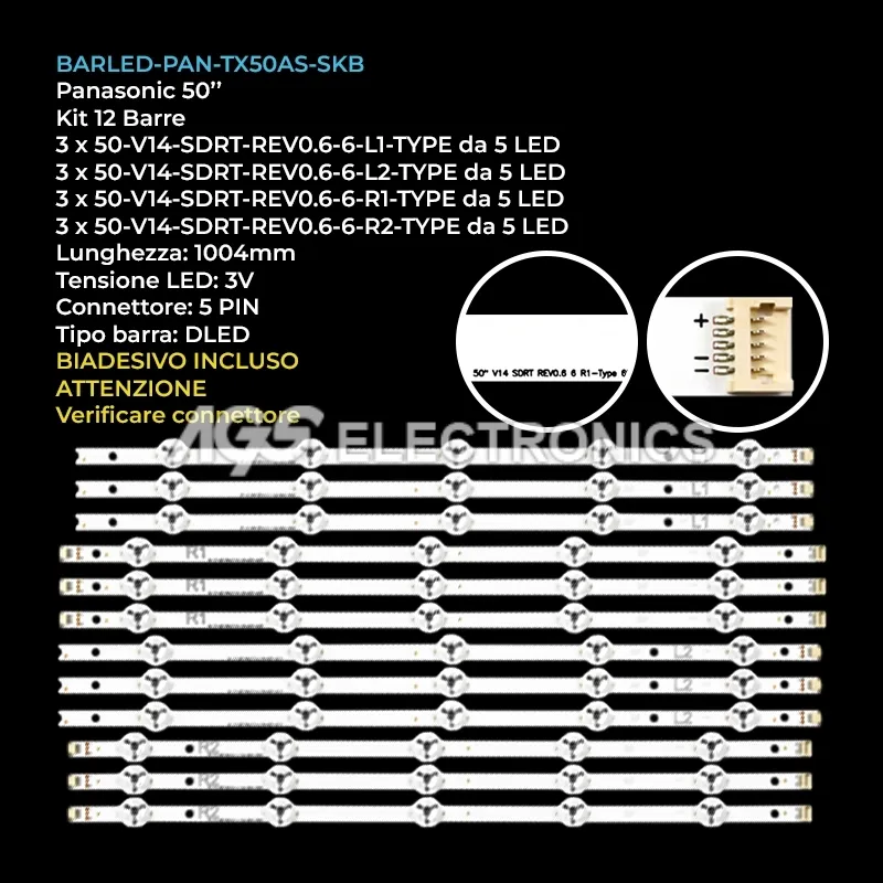 kit 12 barre LED retroilluminazione per Panasonic 50 pollici modello 50LB670VZABPIWLJG