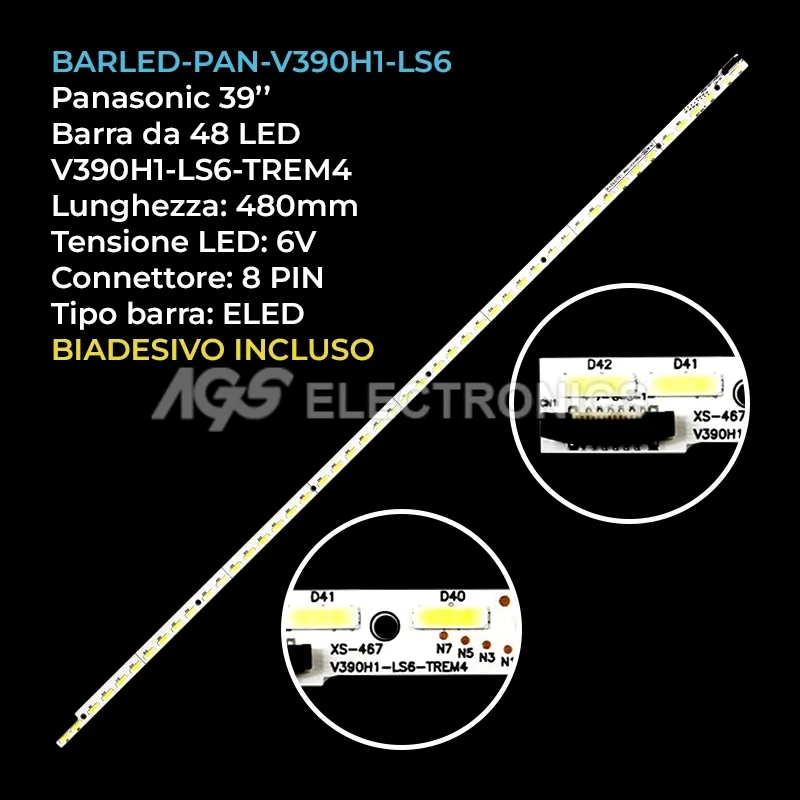 kit 1 barre LED retroilluminazione per Sharp 39 pollici modello LC39LE650V