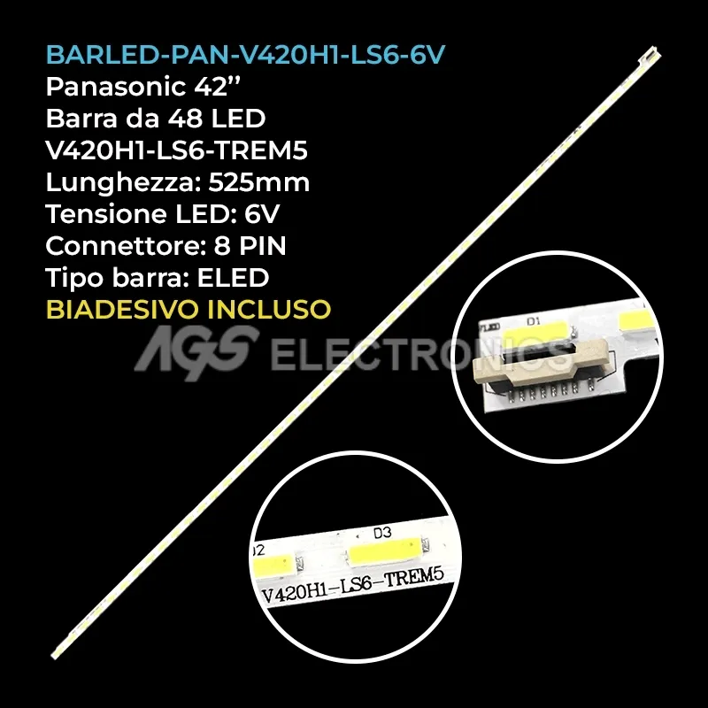 kit 1 barre LED retroilluminazione per Panasonic 42 pollici modello V420HJ1LE6REVC5