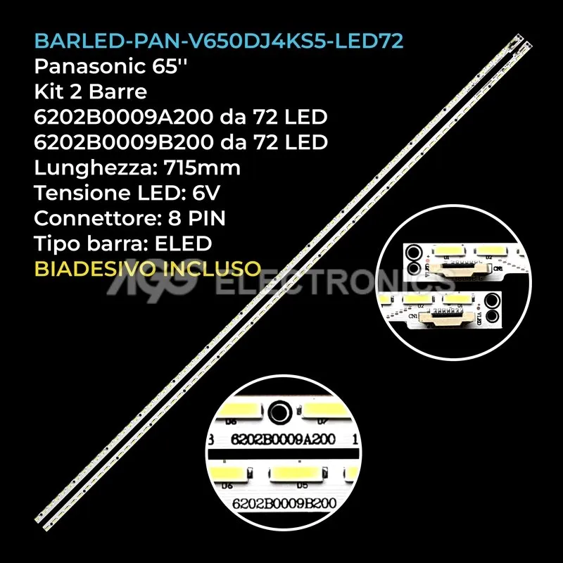 kit 2 barre LED retroilluminazione per TCL 65 pollici modello L65E6800AUD