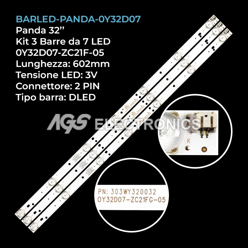 kit 3 barre LED retroilluminazione per Polaroid 32 pollici modello PTV3215LED