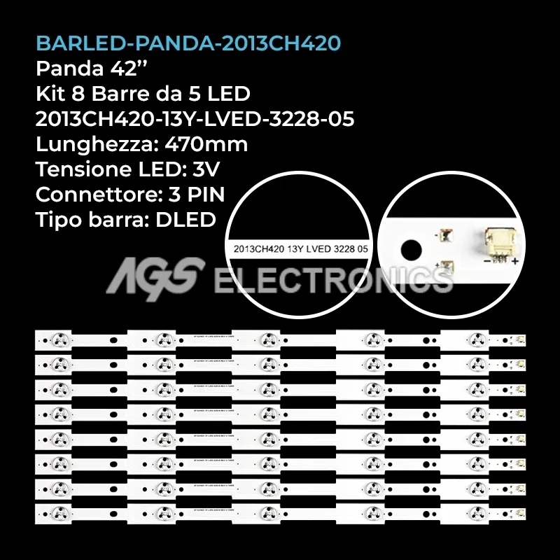 kit 8 barre LED retroilluminazione per Panda 42 pollici modello LE42C33