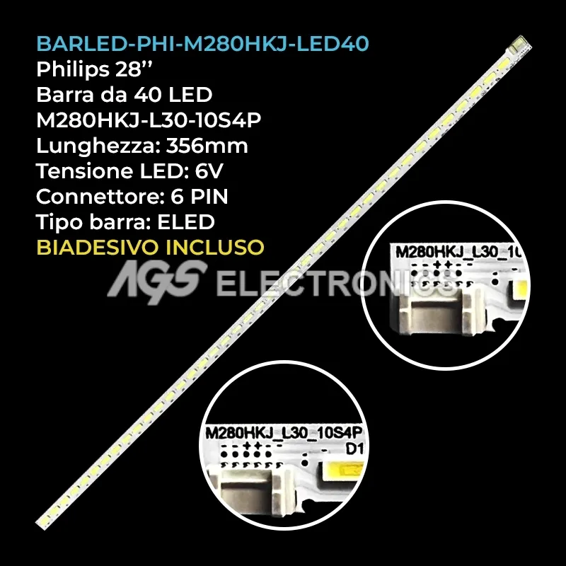 kit 1 barre LED retroilluminazione per Philips 28 pollici modello U2879VF