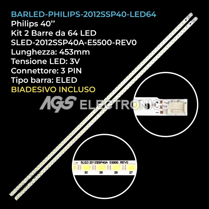 kit 2 barre LED retroilluminazione per Sharp 40 pollici modello LK400D3LC03