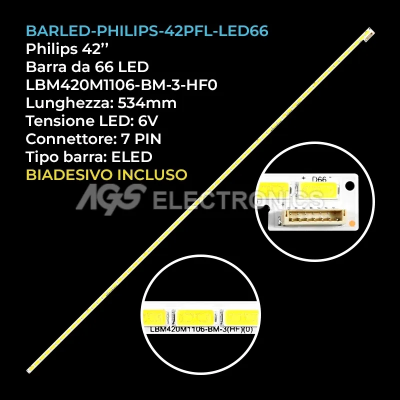 kit 1 barre LED retroilluminazione per Philips 42 pollici modello 42PFT656960