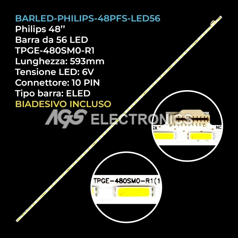 kit 1 barre LED retroilluminazione per Philips 48 pollici modello 48PFS815912