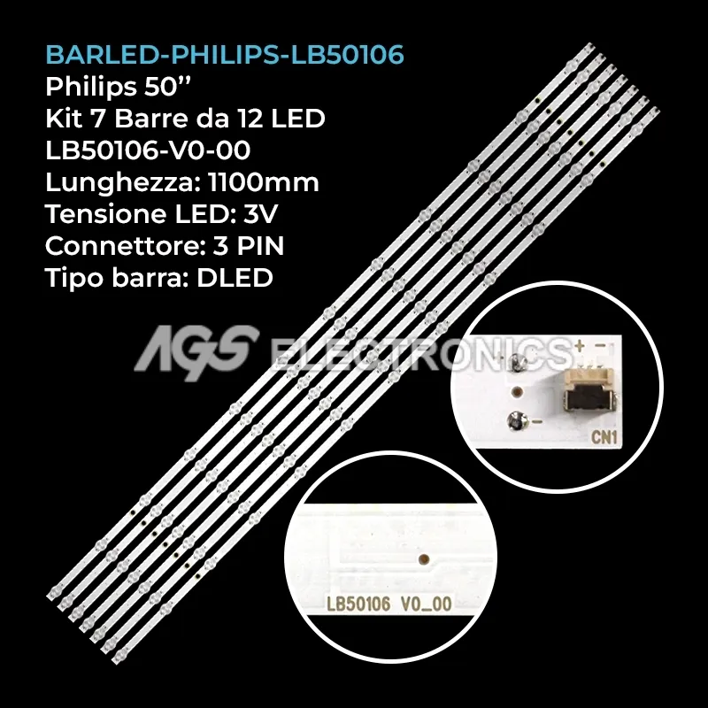 kit 7 barre LED retroilluminazione per Philips 50 pollici modello 50PUS880412