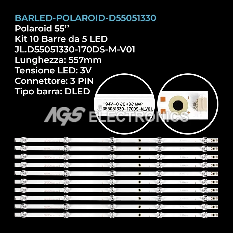 kit 10 barre LED retroilluminazione per Sharp 55 pollici modello LC55LE659E