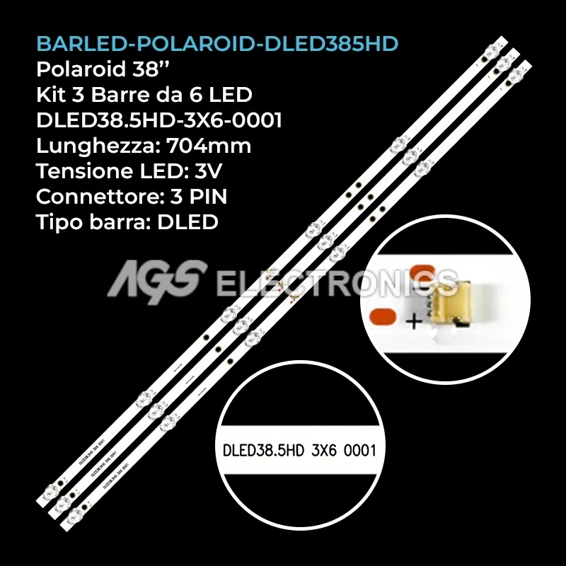 kit 3 barre LED retroilluminazione per Sansui 38 pollici modello KTVC3903LEDT2D