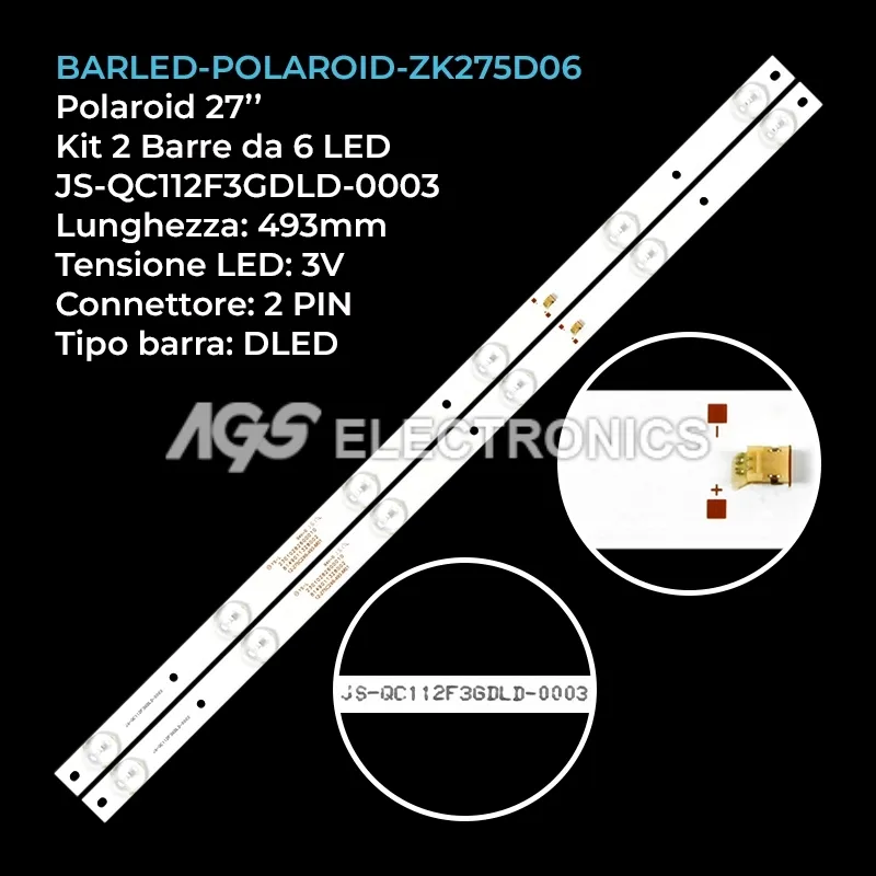 kit 2 barre LED retroilluminazione per Vinga 27 pollici modello L28HD20B