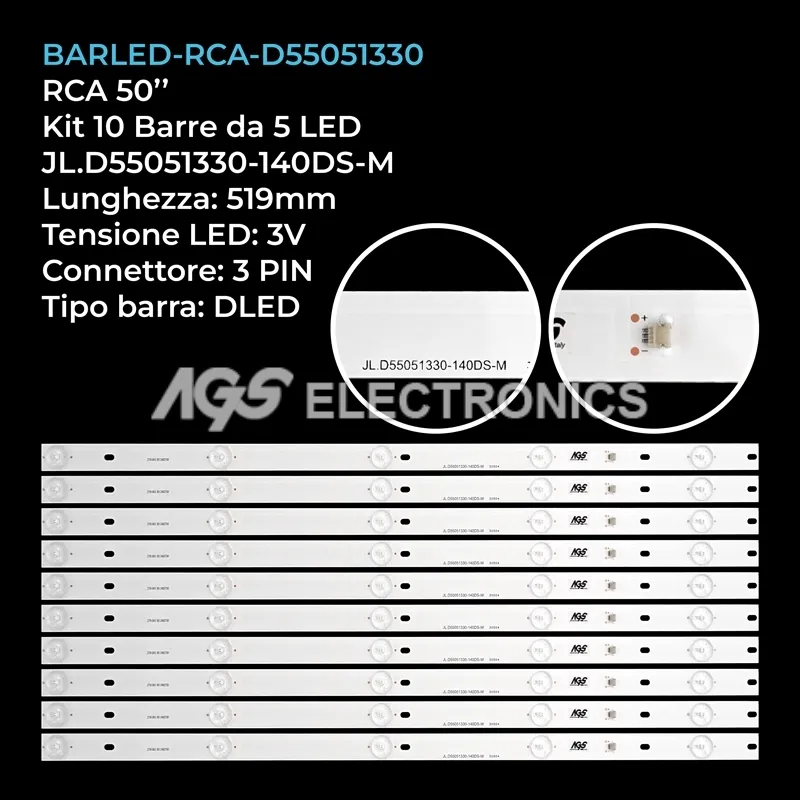 kit 10 barre LED retroilluminazione per United 50 pollici modello LED55HK60