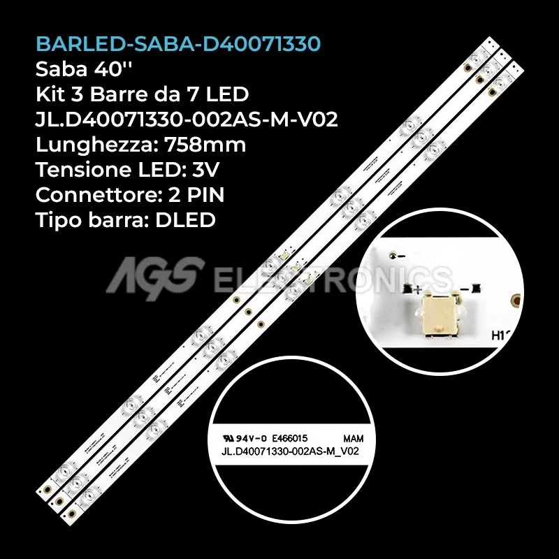 kit 3 barre LED retroilluminazione per Saba 40 pollici modello SA40S55N