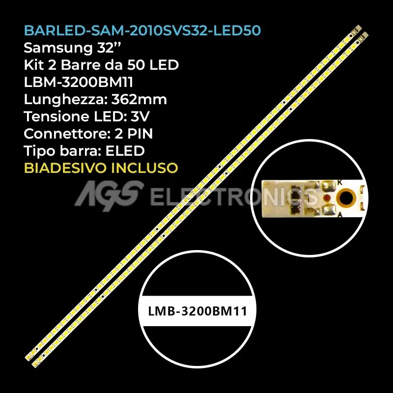 kit 2 barre LED retroilluminazione per Samsung 32 pollici modello UE32C5100QW