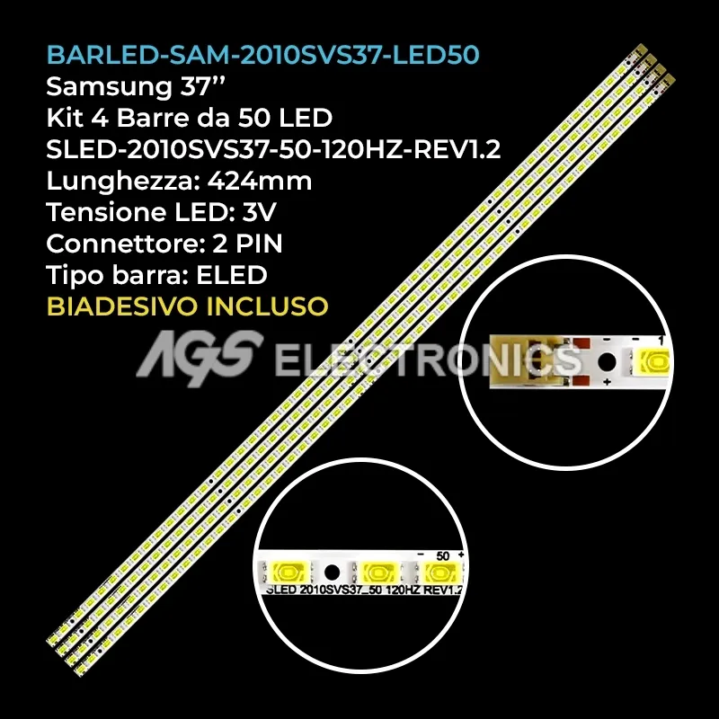 kit 4 barre LED retroilluminazione per Samsung 37 pollici modello UE37C5100