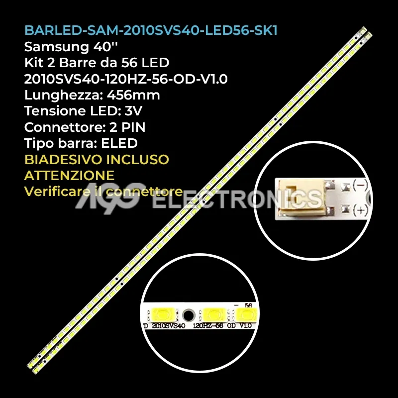 kit 2 barre LED retroilluminazione per Samsung 40 pollici modello UE40C6510UK