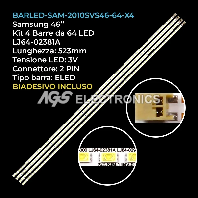 kit 4 barre LED retroilluminazione per Samsung 46 pollici modello UN46C6400RF