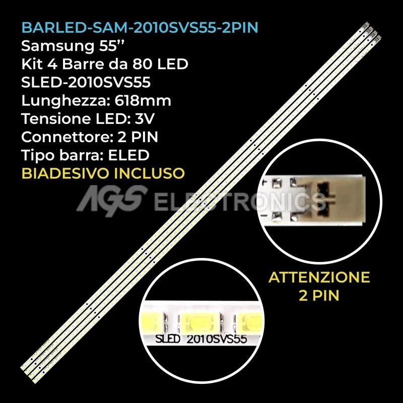 kit 4 barre LED retroilluminazione per Samsung 55 pollici modello UA55C6900VF