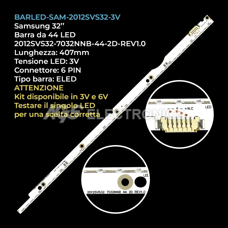 kit 1 barre LED retroilluminazione per Samsung 32 pollici modello UE32ES6557