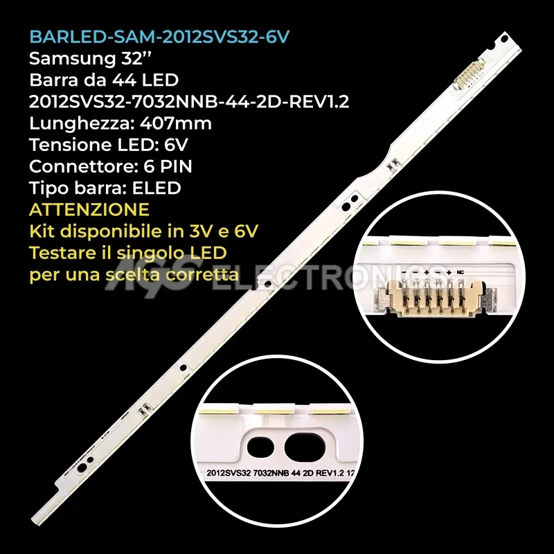 kit 1 barre LED retroilluminazione per Samsung 32 pollici modello UE32ES6200