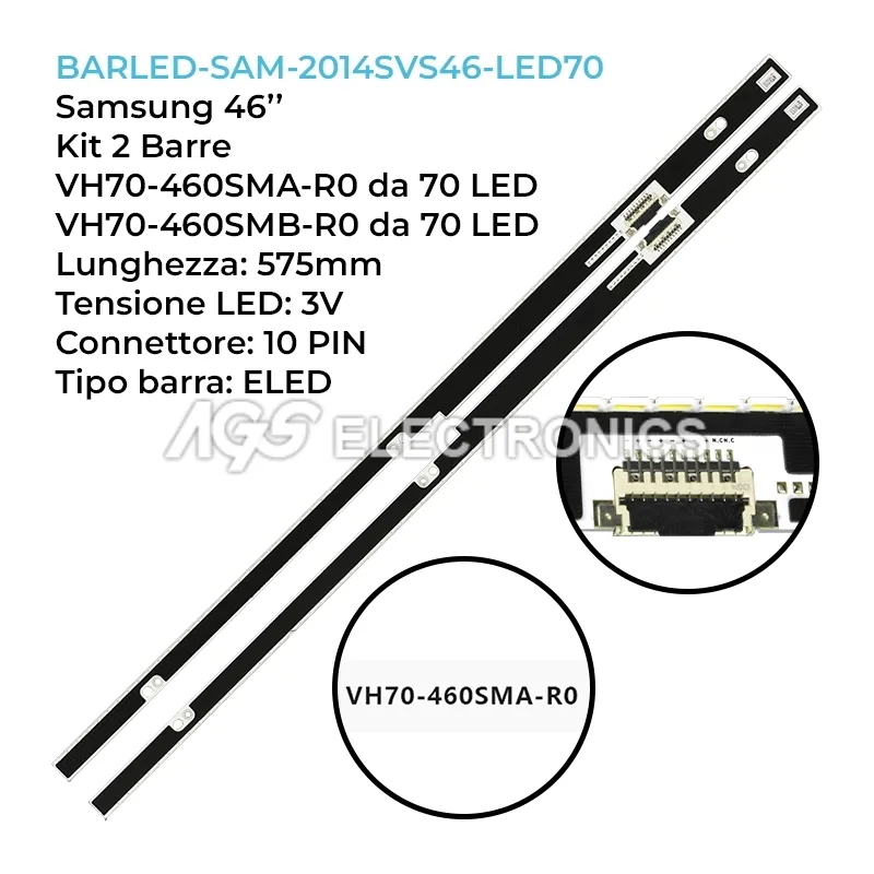 kit 2 barre LED retroilluminazione per Samsung 46 pollici modello UN46H7150