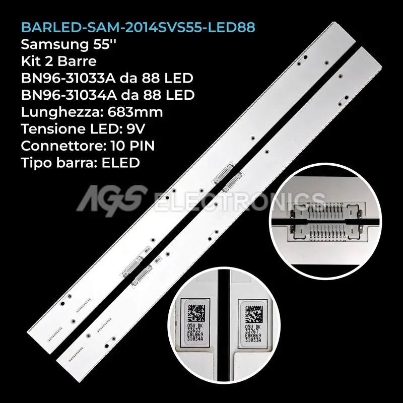 kit 2 barre LED retroilluminazione per Samsung 55 pollici modello UN55HU8700FXZA