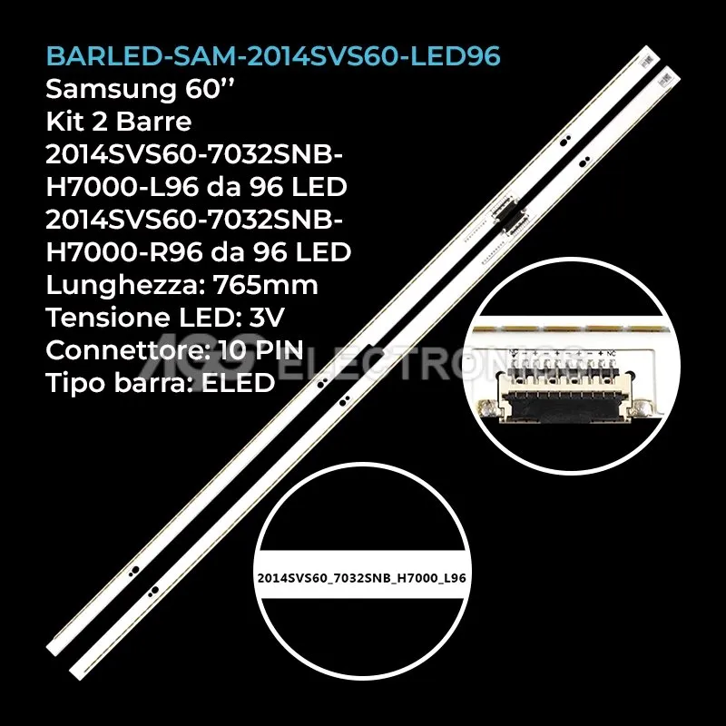 kit 2 barre LED retroilluminazione per Samsung 60 pollici modello UN60H7100AFXZA