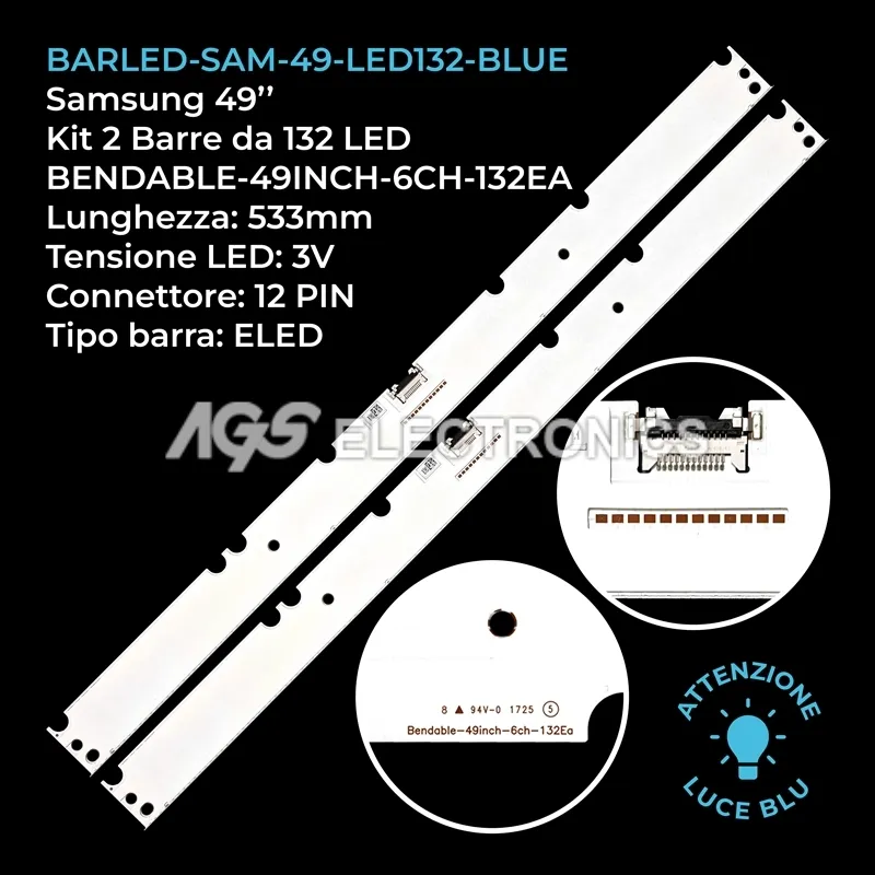 kit 2 barre LED retroilluminazione per Samsung 49 pollici modello QE49Q6FNATXZT