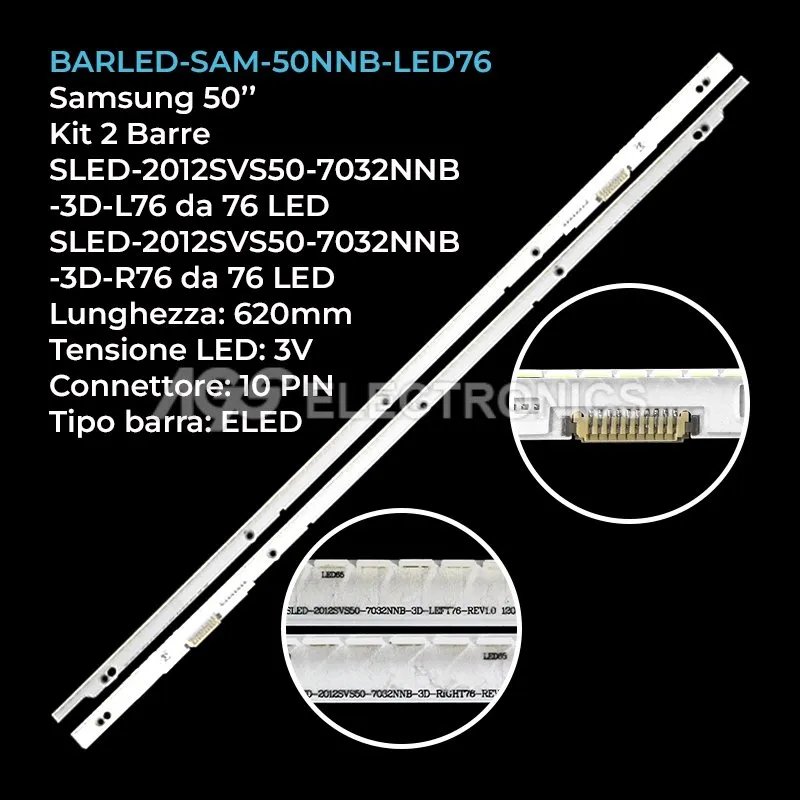 kit 2 barre LED retroilluminazione per Samsung 50 pollici modello UE50ES5500P