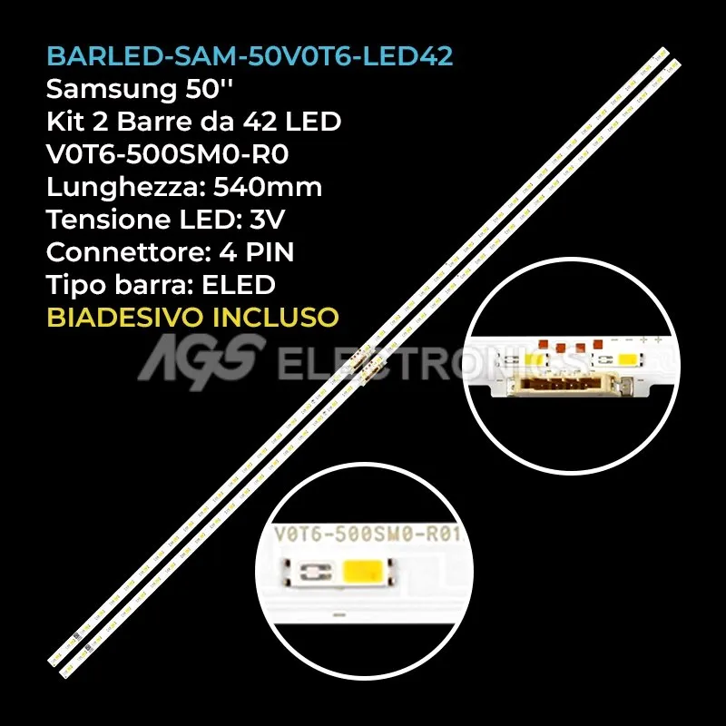 kit 2 barre LED retroilluminazione per Samsung 50 pollici pannello CYRT050HGAV6H