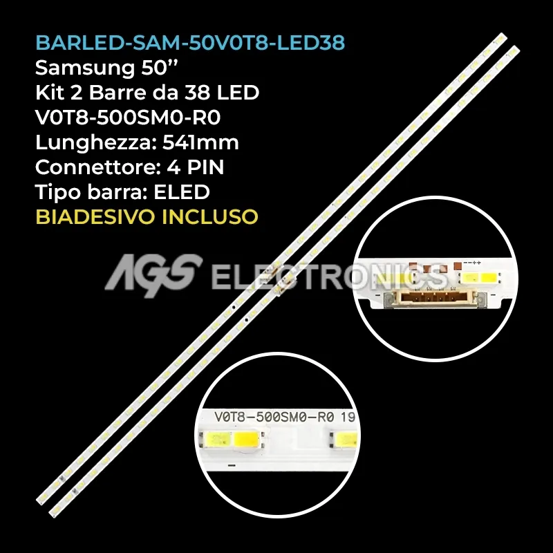 kit 2 barre LED retroilluminazione per Samsung 50 pollici modello UE50TU8500UXZT